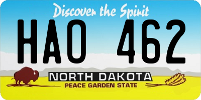 ND license plate HAO462