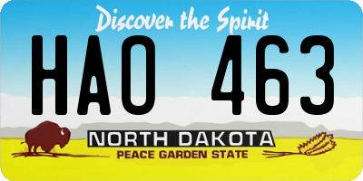 ND license plate HAO463