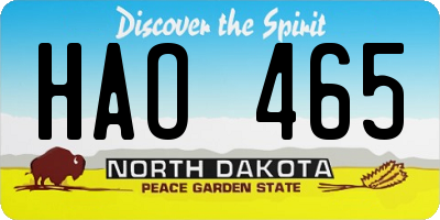 ND license plate HAO465