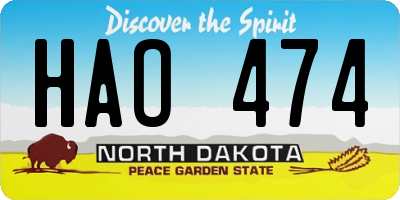 ND license plate HAO474