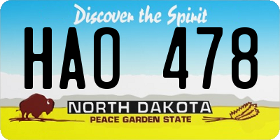 ND license plate HAO478