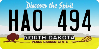 ND license plate HAO494