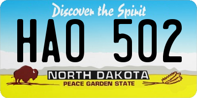 ND license plate HAO502