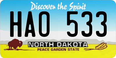 ND license plate HAO533