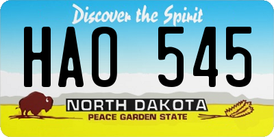 ND license plate HAO545