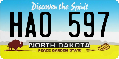 ND license plate HAO597