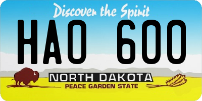 ND license plate HAO600