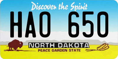 ND license plate HAO650