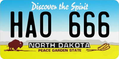 ND license plate HAO666