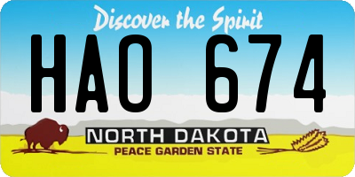 ND license plate HAO674