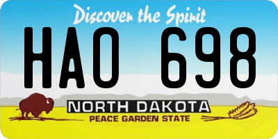 ND license plate HAO698