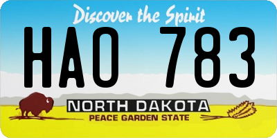 ND license plate HAO783