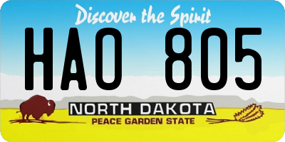 ND license plate HAO805