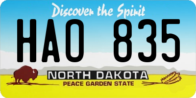 ND license plate HAO835
