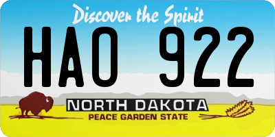 ND license plate HAO922