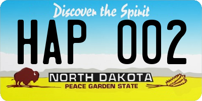 ND license plate HAP002