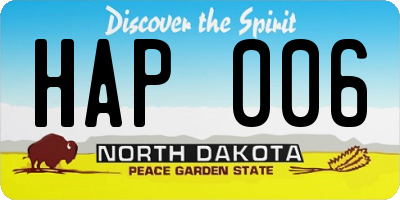 ND license plate HAP006