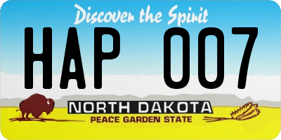 ND license plate HAP007