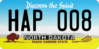 ND license plate HAP008