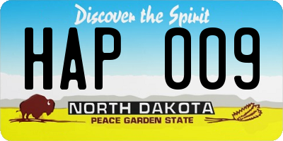 ND license plate HAP009