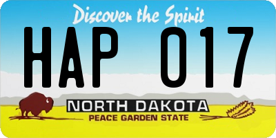 ND license plate HAP017