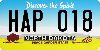 ND license plate HAP018