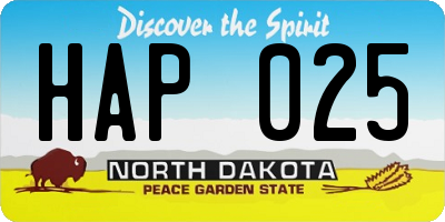 ND license plate HAP025