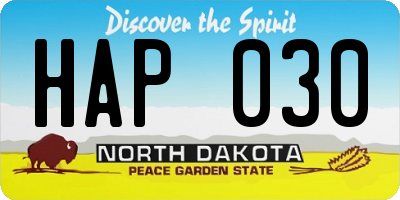 ND license plate HAP030