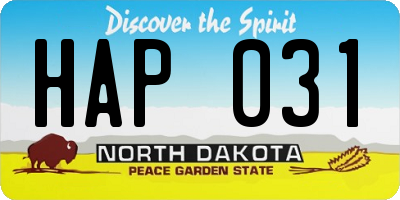 ND license plate HAP031