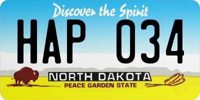 ND license plate HAP034