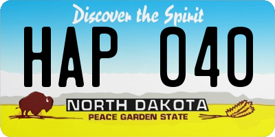 ND license plate HAP040