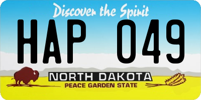 ND license plate HAP049