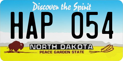 ND license plate HAP054