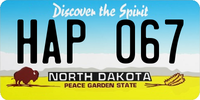 ND license plate HAP067