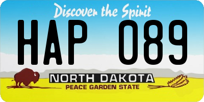 ND license plate HAP089