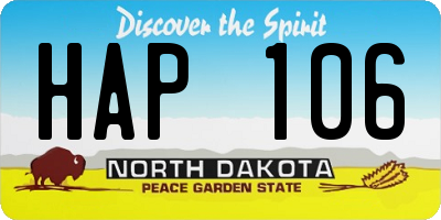 ND license plate HAP106