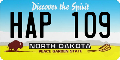 ND license plate HAP109