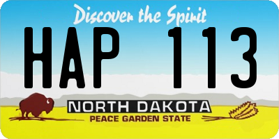 ND license plate HAP113