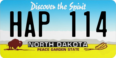 ND license plate HAP114