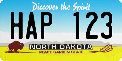 ND license plate HAP123