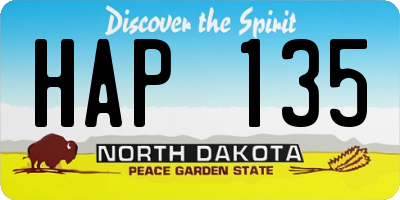 ND license plate HAP135