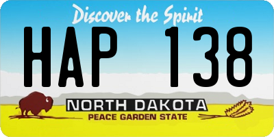 ND license plate HAP138