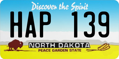 ND license plate HAP139