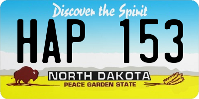 ND license plate HAP153