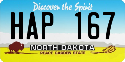 ND license plate HAP167