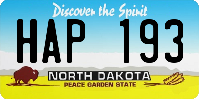 ND license plate HAP193