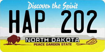 ND license plate HAP202