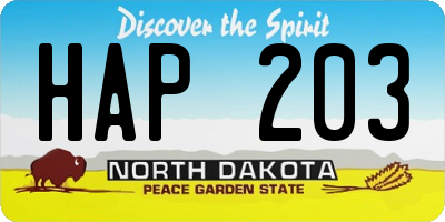 ND license plate HAP203