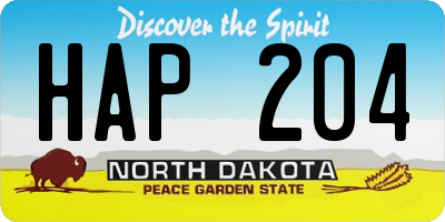 ND license plate HAP204