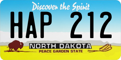 ND license plate HAP212